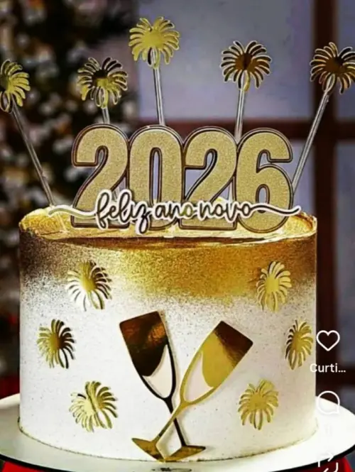 TOPO DE BOLO FELIZ ANO NOVO 2026- STUDIO