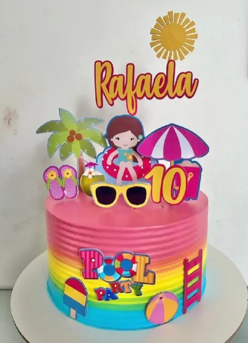 TOPO DE BOLO POOL PARTY RAFAELA- STUDIO