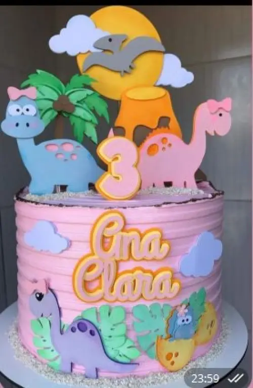 TOPO DE BOLO DINOSSAURO ANA CLARA - STUDIO
