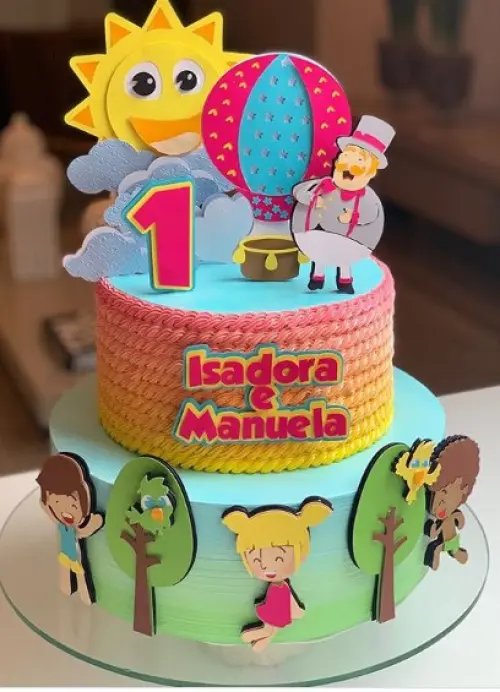 TOPO DE BOLO MUNDO BITA ISA E MANU- STUDIO