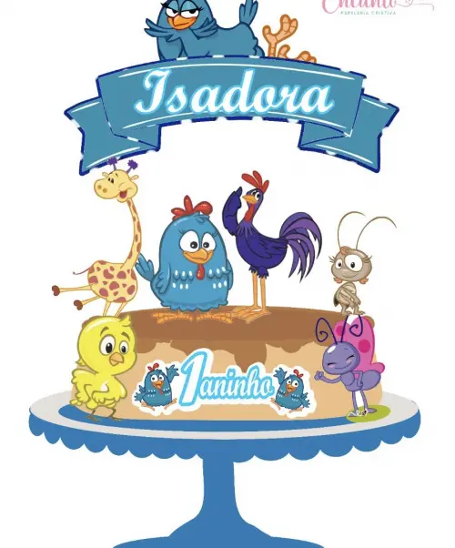 Topo de Bolo Galinha Pintadinha Isadora - Studio