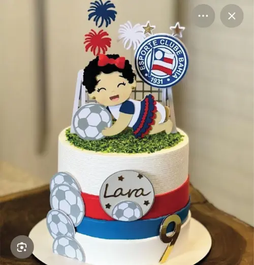 Topo de Bolo Futebol Bahia Menina Lara - Studio