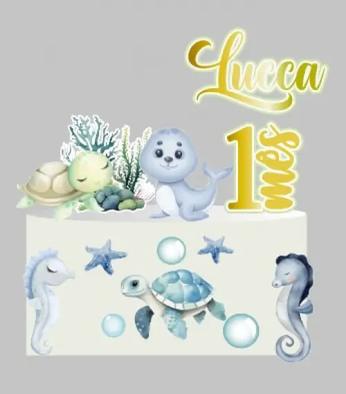 Topo de Bolo Fundo do Mar Lucca - Studio