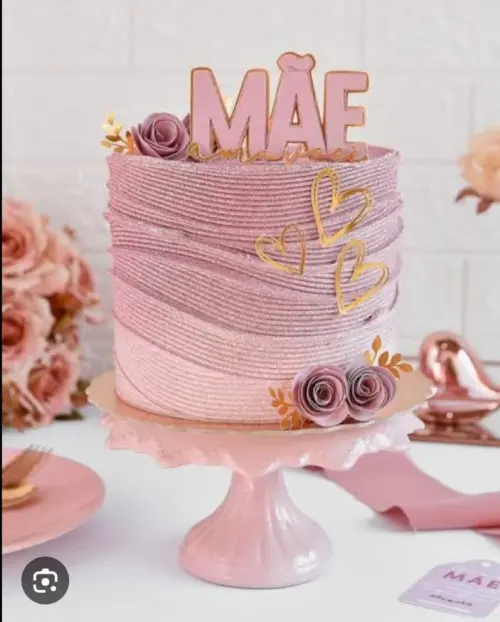 Topo de Bolo Mãe Amo Você - Studio
