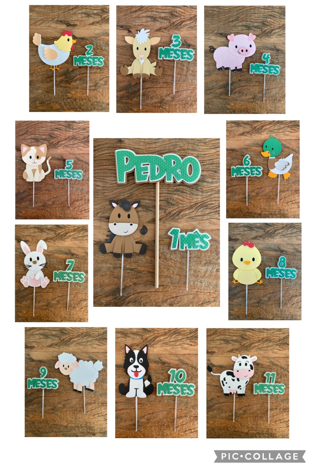 Kit Topo de Bolo Mesversário Fazendinha Menino