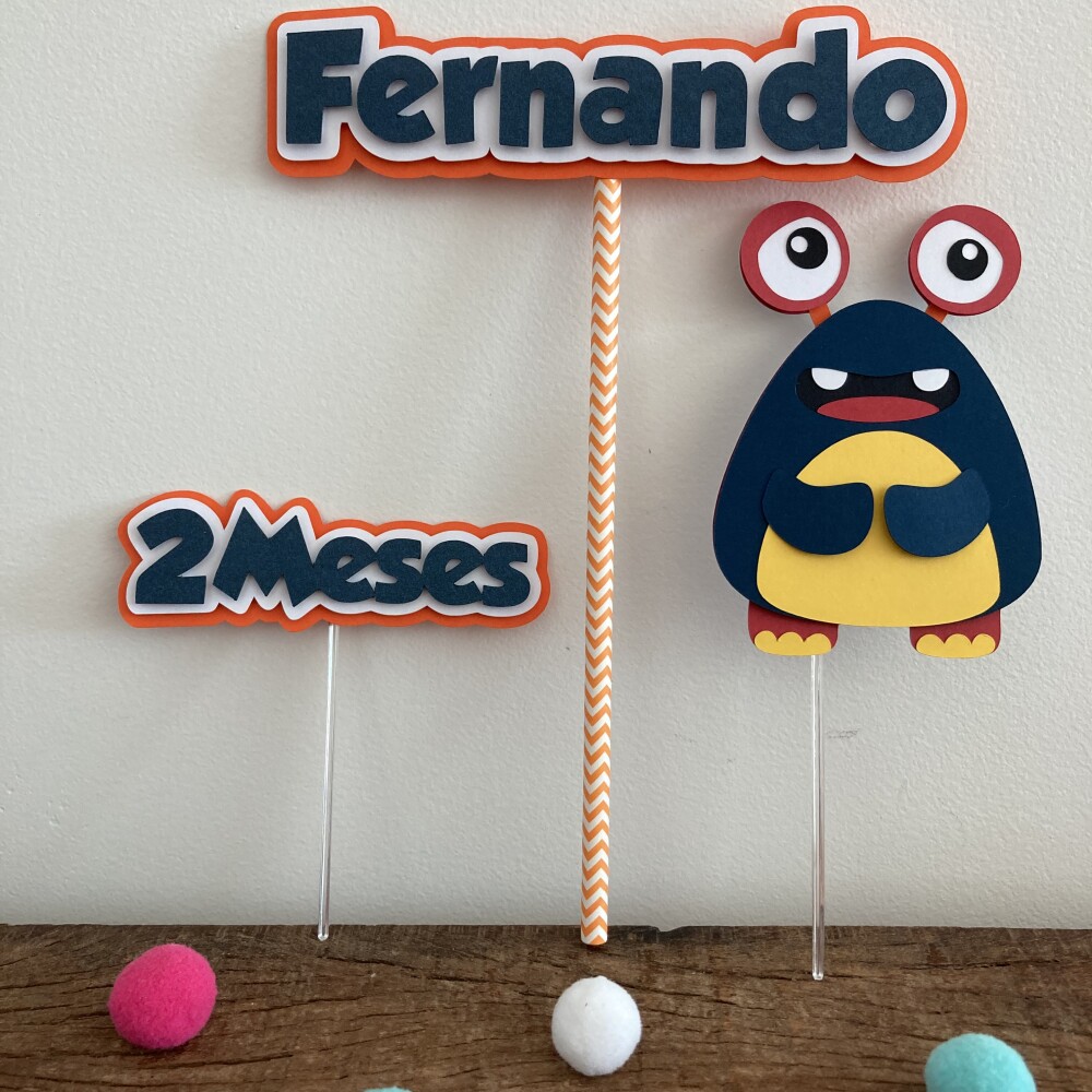 Kit Topo de Bolo Mesversário Monstrinho