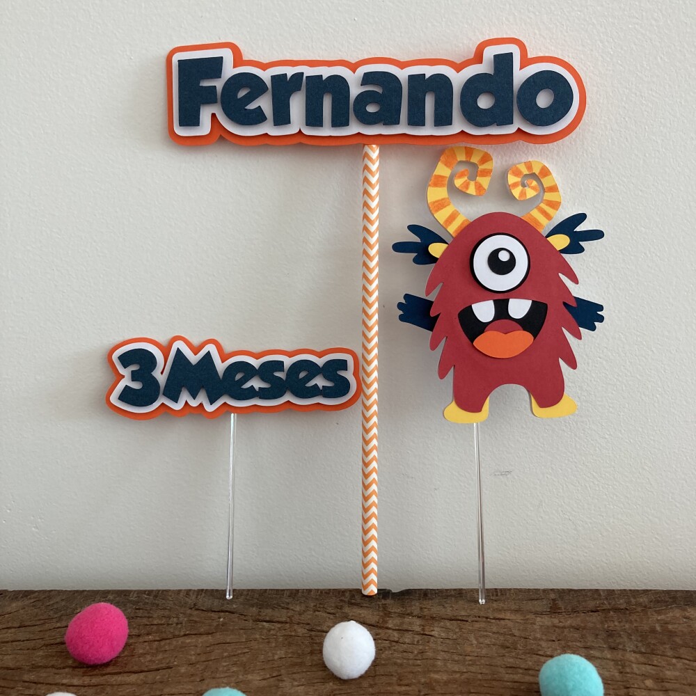 Kit Topo de Bolo Mesversário Monstrinho