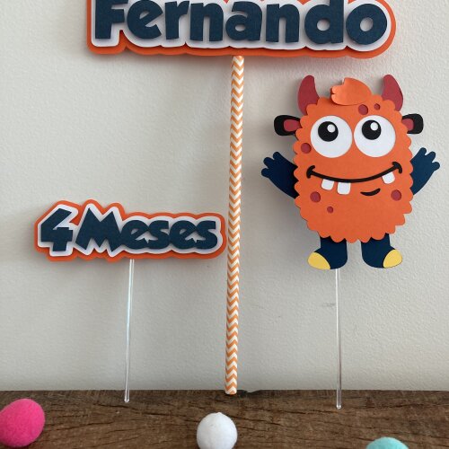 Kit Topo de Bolo Mesversário Monstrinho