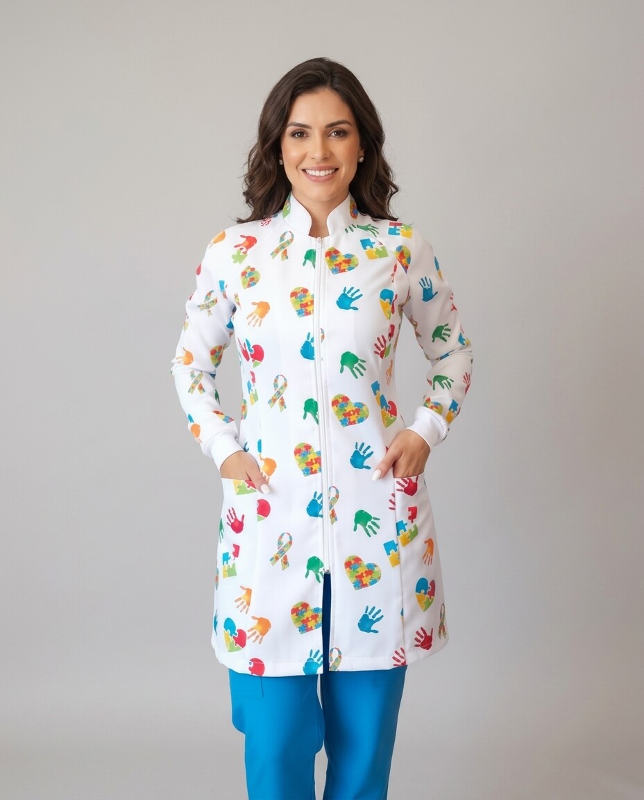 Jaleco estampado com tema autismo