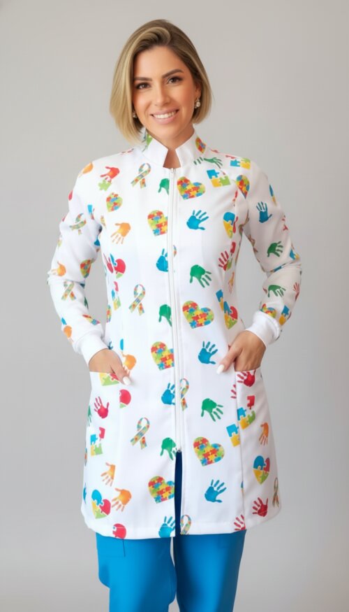 Jaleco estampado com tema autismo
