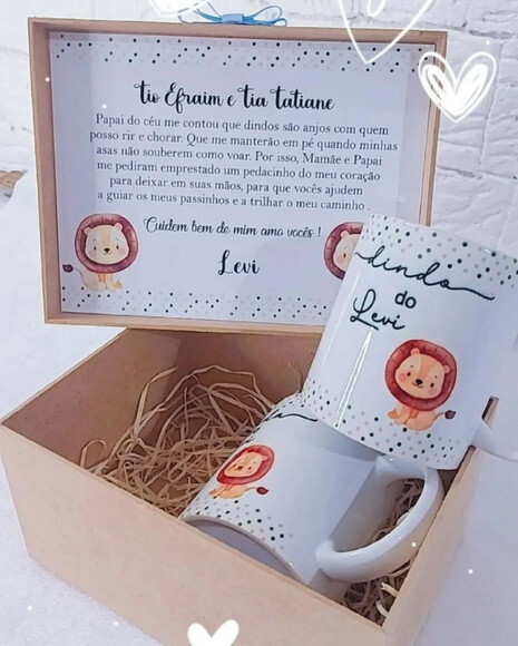 Kit 2 Canecas Batismo Padrinho Madrinha Batizado Dindo Dinda