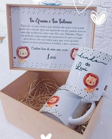 Kit 2 Canecas Batismo Padrinho Madrinha Batizado Dindo Dinda