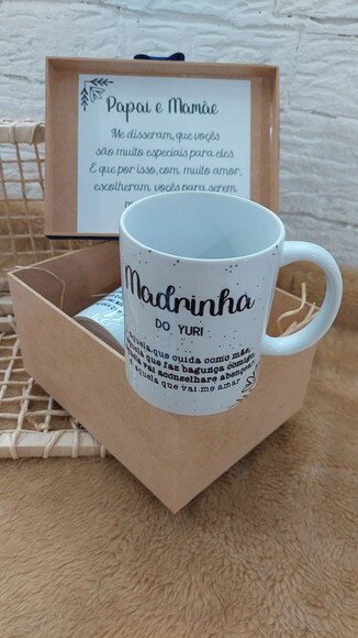 Kit 2 Canecas Batismo Padrinho Madrinha Batizado Dindo Dinda