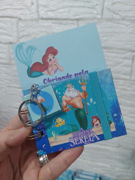 Kit 10 Chaveiro Pequena Sereia para Colorir 30 Páginas