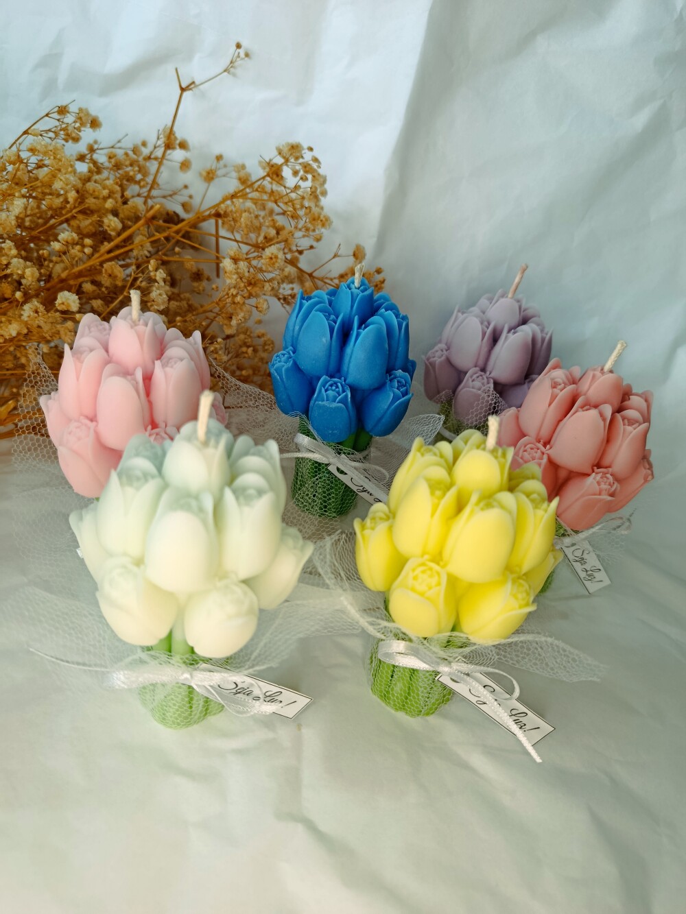 Vela buquê de tulipas