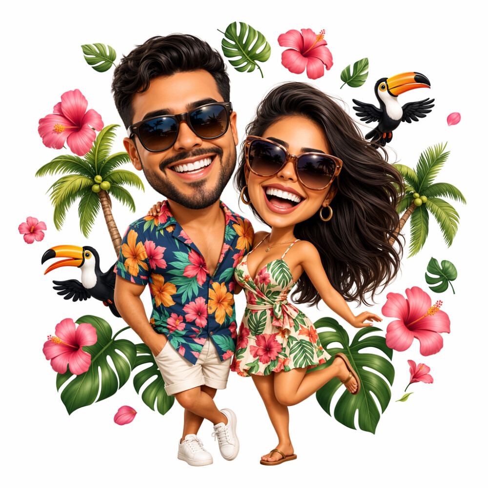 Caricatura Divertida Personalizada para Casal 3D Cartoon