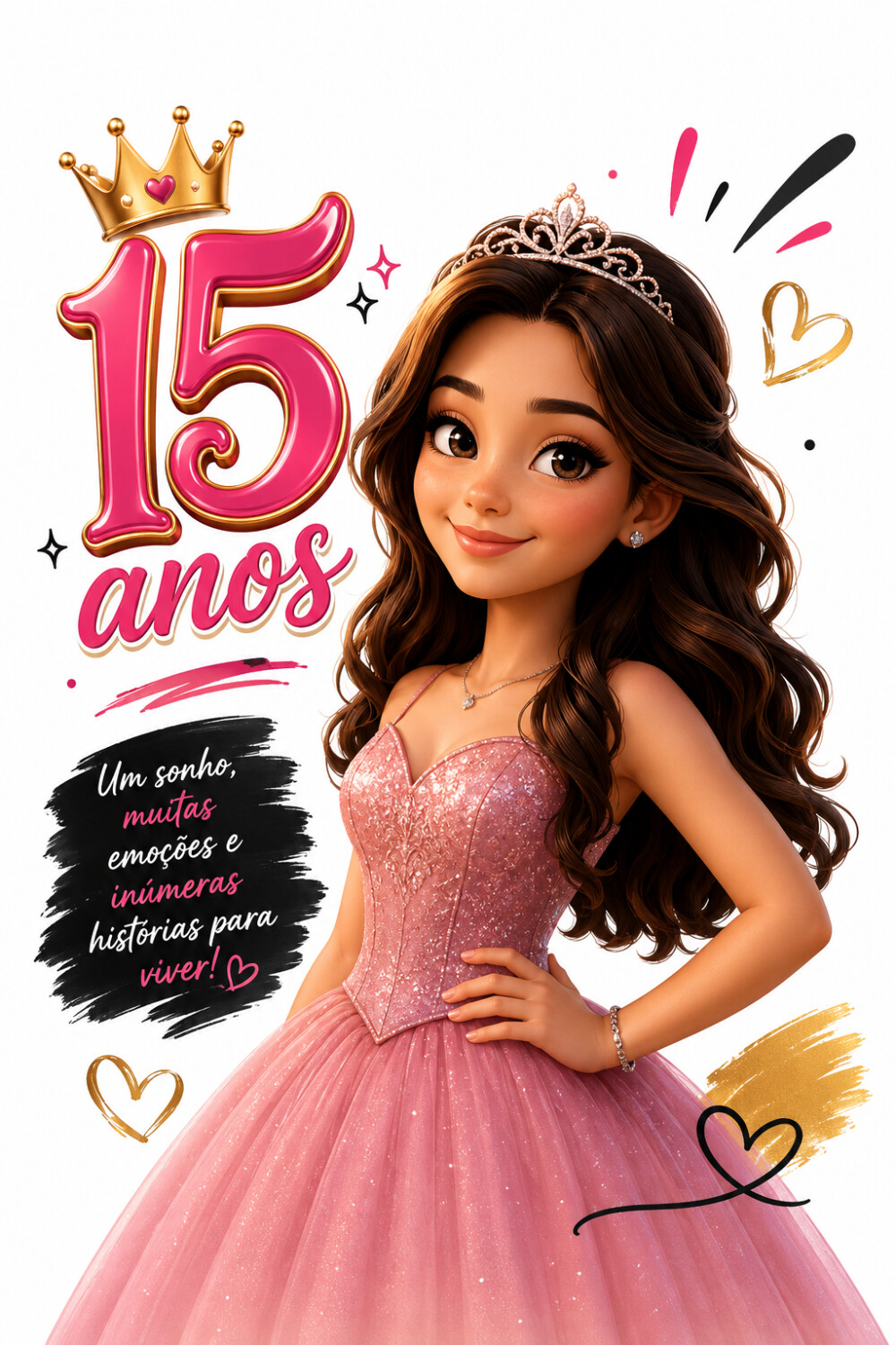 Caricatura Personalizada para 15 anos Estilo 3D