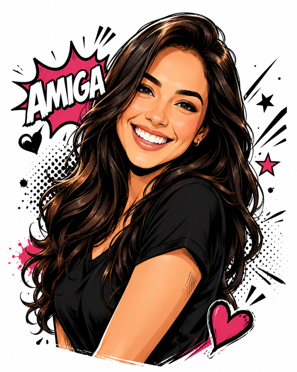 Caricatura Personalizada para Amiga Arte Exclusiva