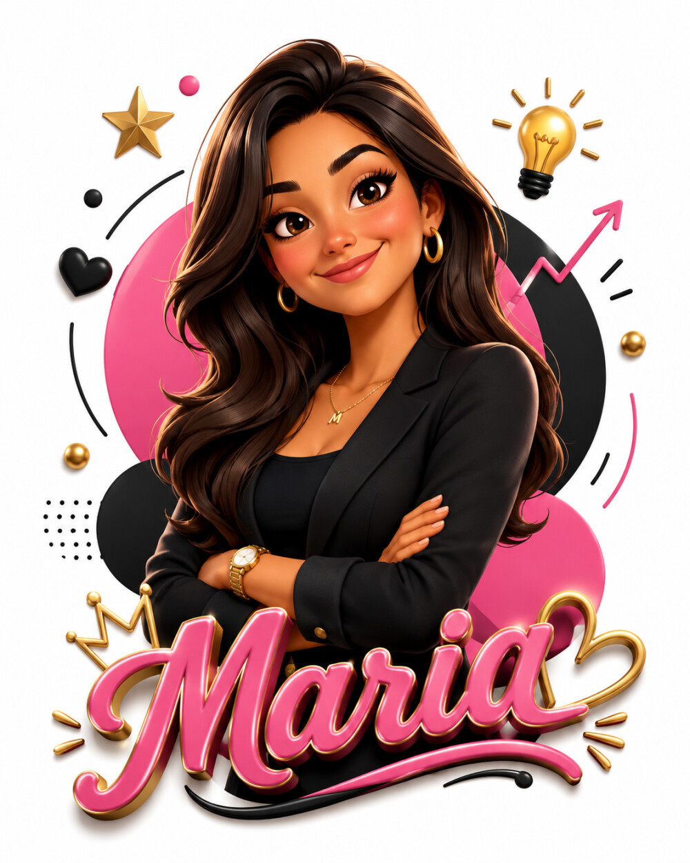Caricatura Personalizada Estilo 3D Arte com Nome