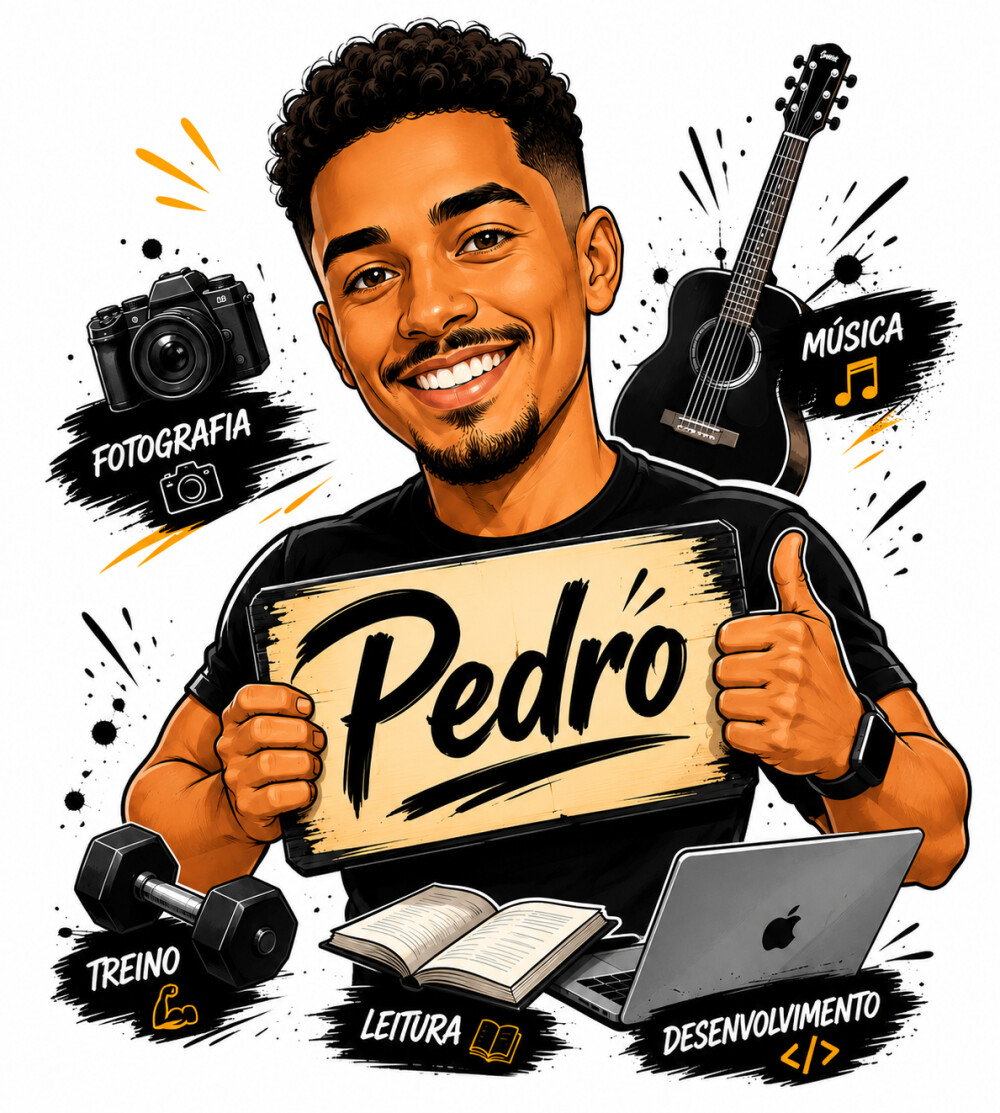Caricatura Personalizada Estilo Cartoon Arte com Nome e Hobby