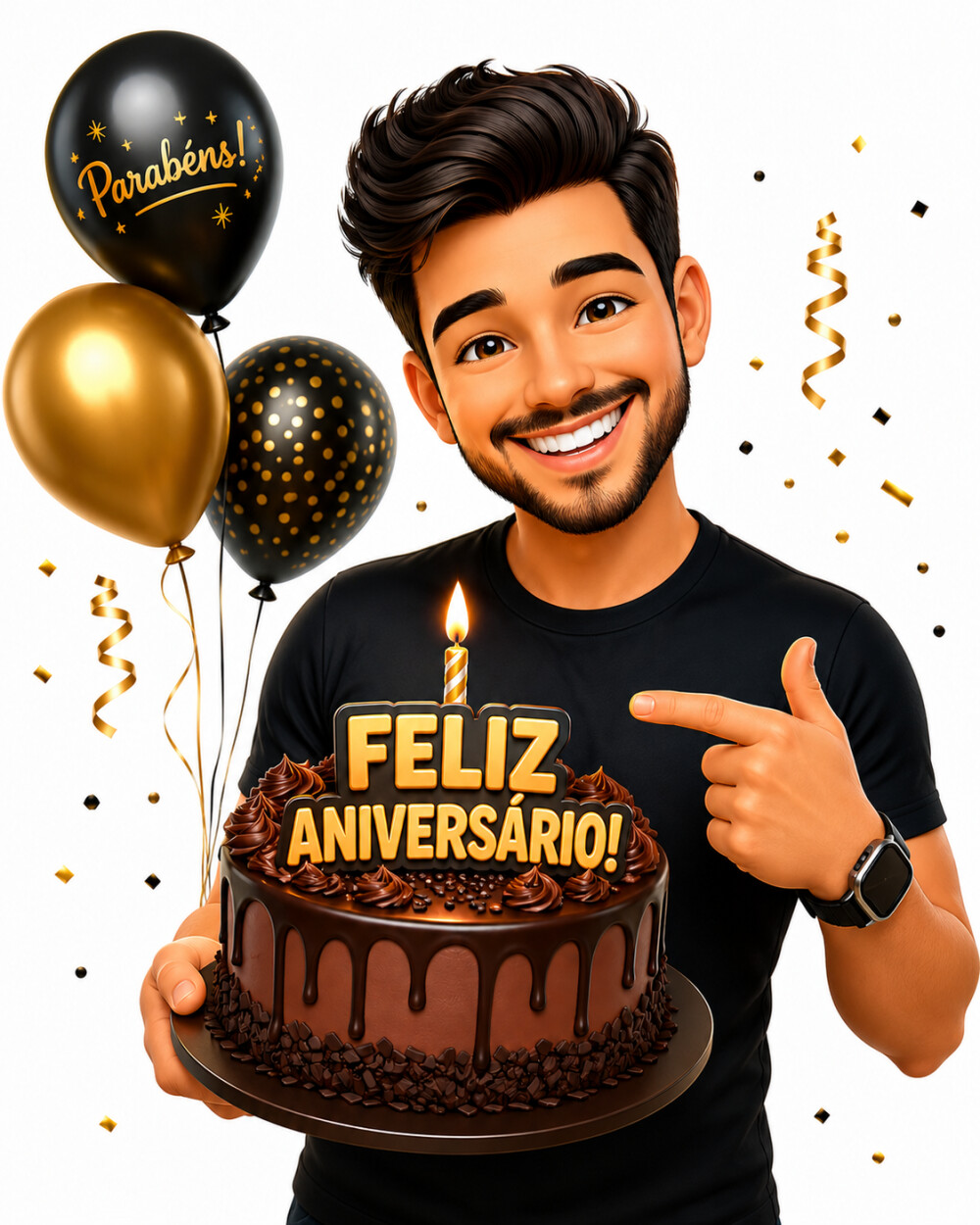 Caricatura Personalizada de Aniversário Estilo 3D Arte