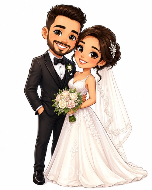 Caricatura Digital Personalizada para Casamento Estilo Cartoon