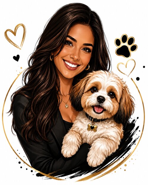 Caricatura Personalizada para Dona com Pet