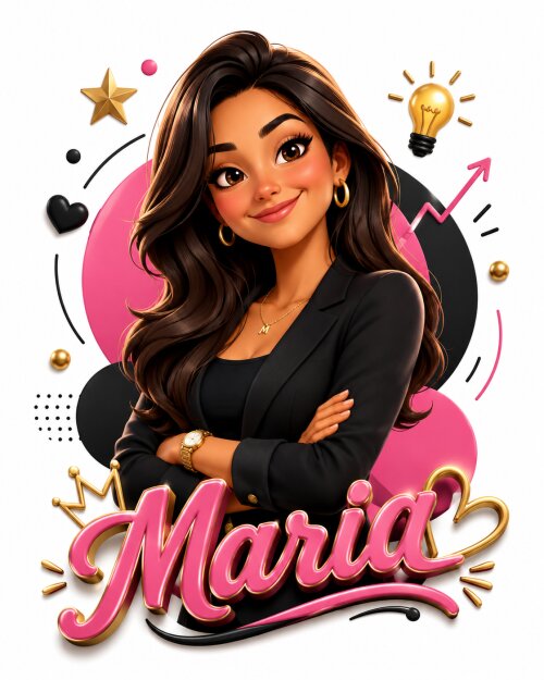 Caricatura Personalizada Estilo 3D Arte com Nome