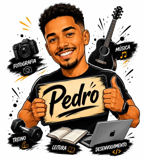 Caricatura Personalizada Estilo Cartoon Arte com Nome e Hobby