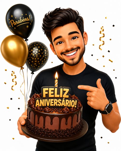 Caricatura Personalizada de Aniversário Estilo 3D Arte