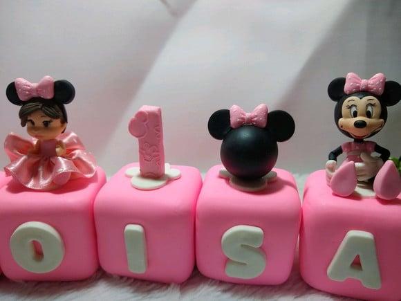 Cubo com Nome no Tema Ratinha Rosa