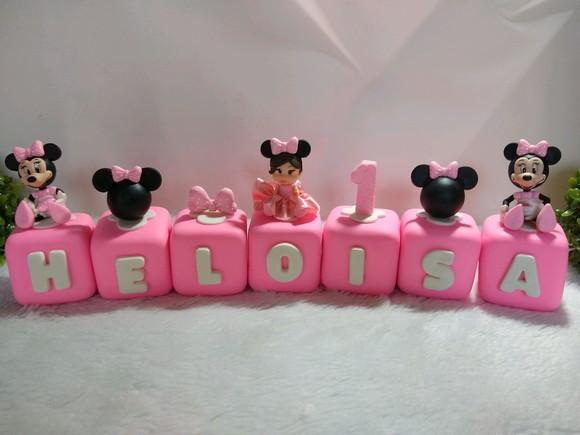 Cubo com Nome no Tema Ratinha Rosa