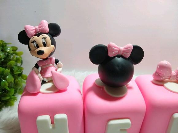 Cubo com Nome no Tema Ratinha Rosa