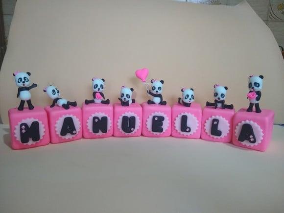 Cubo com nome ursinho panda
