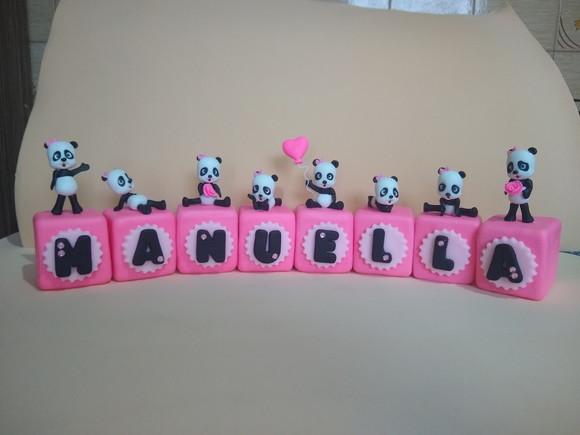 Cubo com nome ursinho panda