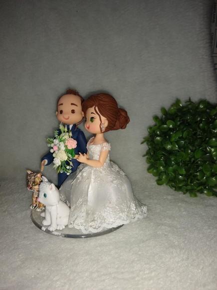 Topo casamento com 2 gato