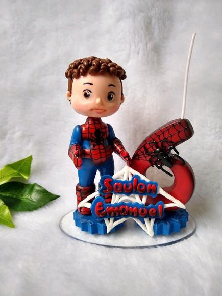 Topo com vela homem aranha