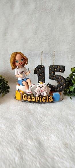 Topo de Bolo 15 Anos com Pet