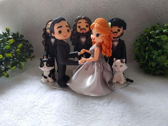 Topo de bolo bodas de prata com família