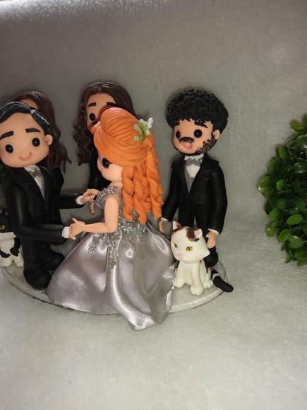 Topo de bolo bodas de prata com família