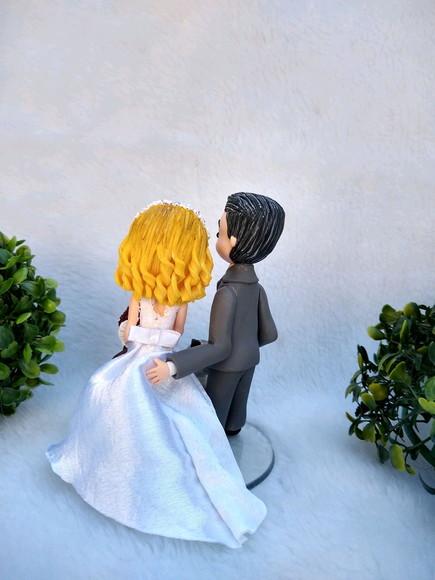 topo de bolo casamento com 2 pets