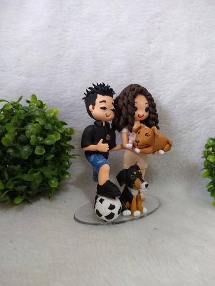 Topo De Bolo Casamento Com 2 Pets E Bola