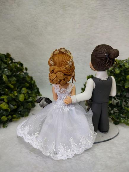 Topo de Bolo Casamento com 3 Pets