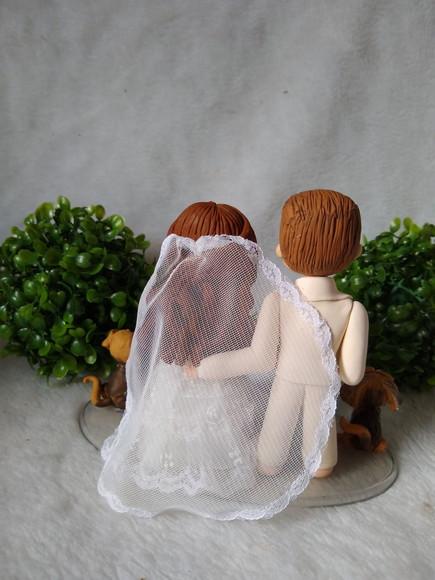 Topo De Bolo Casamento Com 3 Pets E 1 Criança