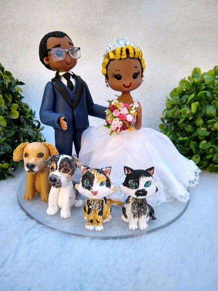 topo de bolo casamento com pets