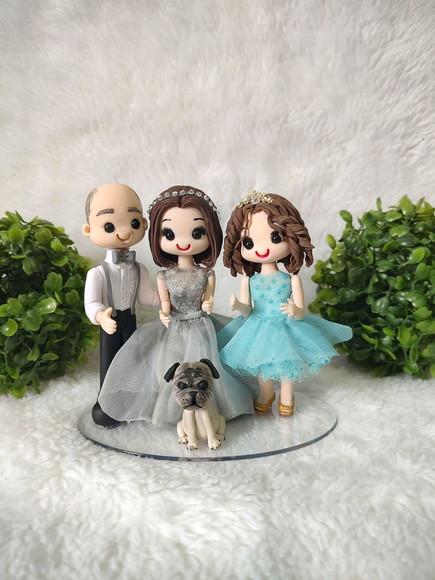 Topo de Bolo Casamento ou Bodas com Filha Adolescente e Pet