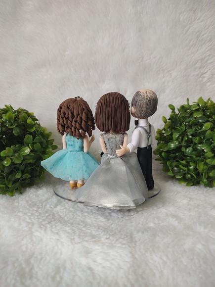 Topo de Bolo Casamento ou Bodas com Filha Adolescente e Pet