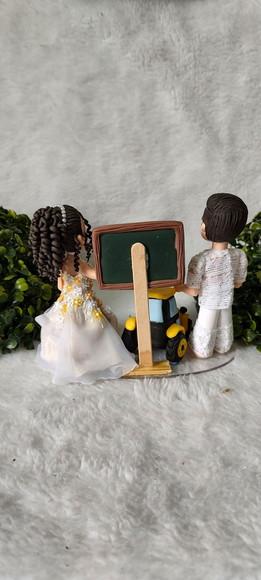 Topo de Bolo Casamento Professora e Operador de Trator