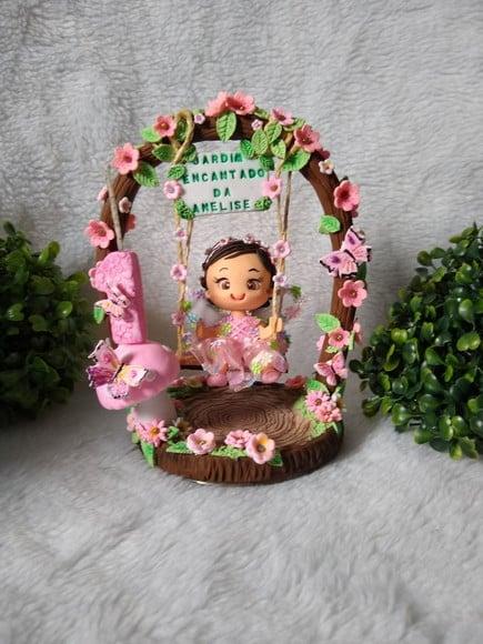 Topo de bolo jardim encantado