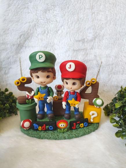 Topo de Bolo para Irmãos no Tema Mario Bros